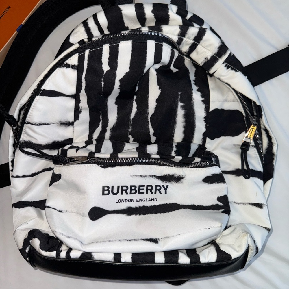 Burberry Black and White Men's Backpack